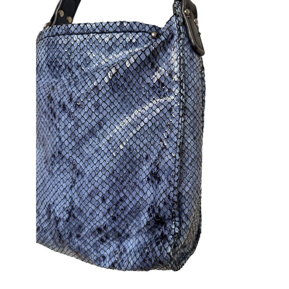 Sondra Roberts Hobo Blue Shoulder Bag Faux Snakeskin - Picture 2 of 6